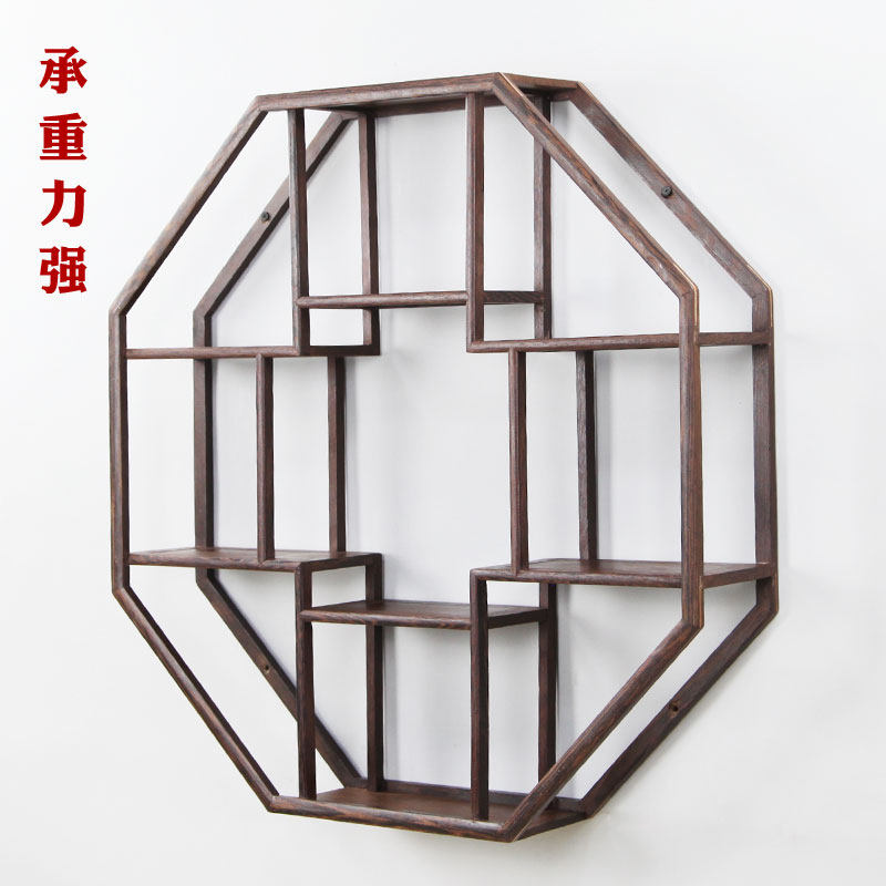 鸡翅木博古架实木中式小博物架壁挂墙上多宝阁茶叶架置物架古董架