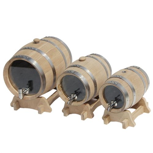 可视橡木桶3l5L10升内部烘烤无面漆橡木酒桶陈酿钢配件木桶