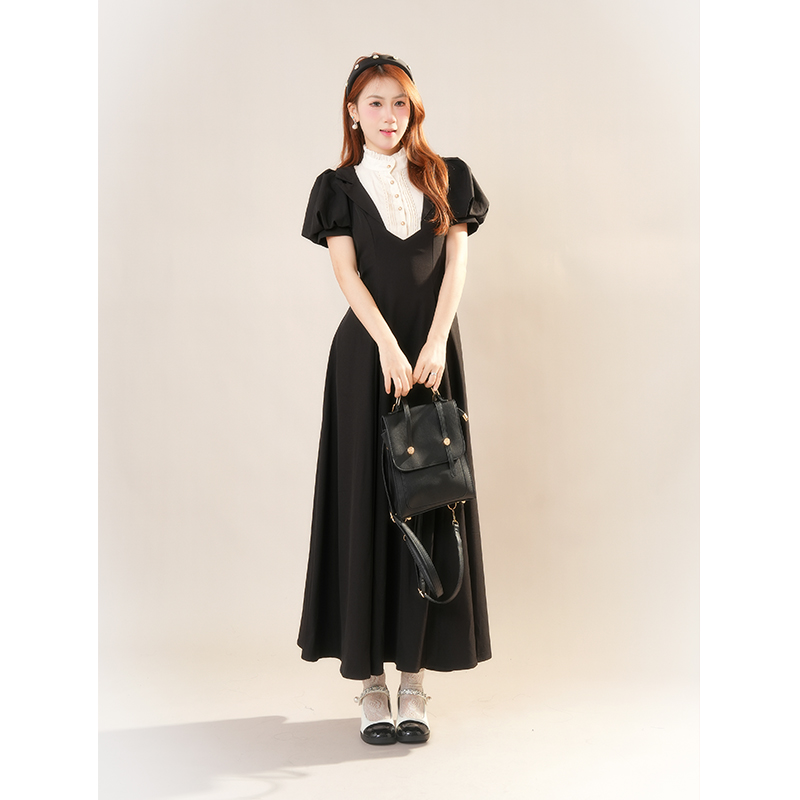 黑麻麻暗黑lolita修女风连衣裙