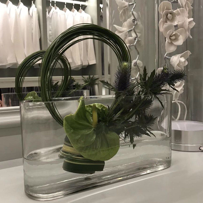 餐桌台面插鲜瓶玻璃长方形现代水培盆,家居饰品,花瓶,淘宝优惠券,粉丝福利购,淘宝优惠卷