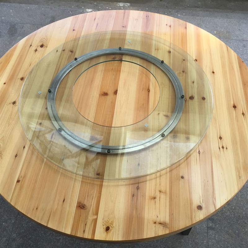 钢化玻璃转盘圆桌转芯台面定制地锅鸡餐桌挖空心孔火锅桌旋转盘