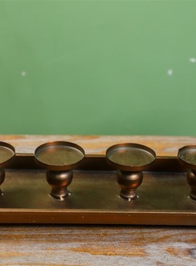 设计师新款摩洛哥异域风情仿铜做旧铁艺烛台家居装饰工艺品