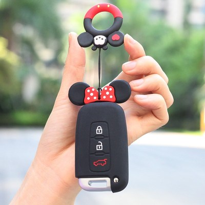 亚奕智跑卡通硅胶现代索八钥匙包壳扣爱女