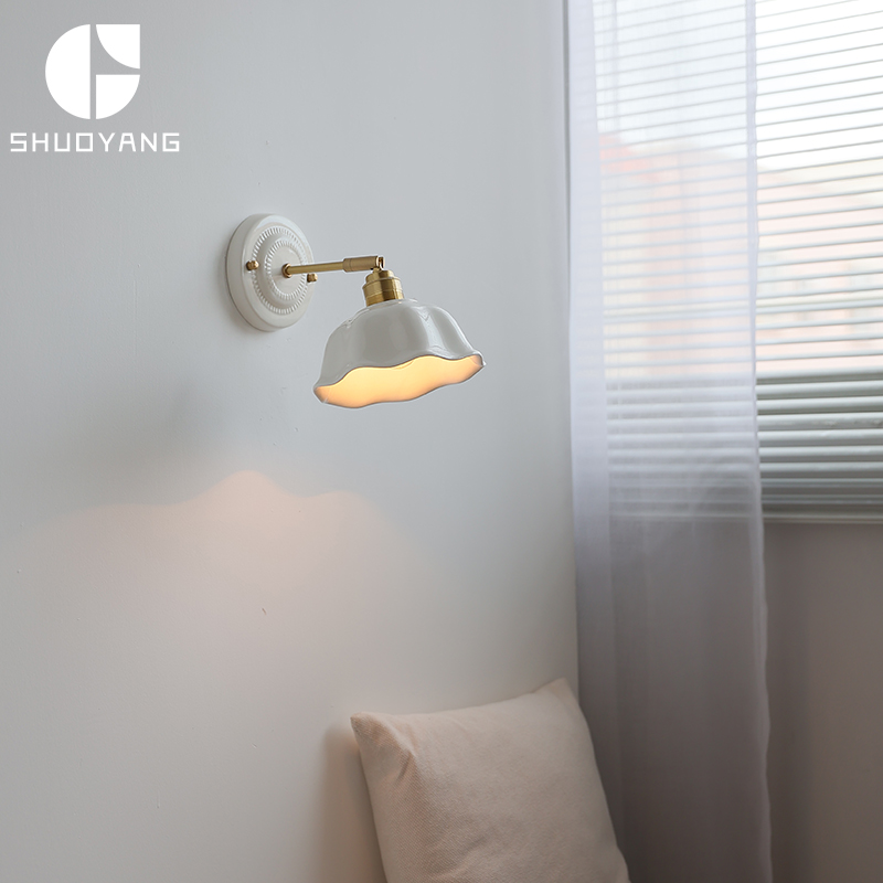 烁阳釉面陶瓷壁灯现代极简客房间床头走廊过道民宿设计师灯具