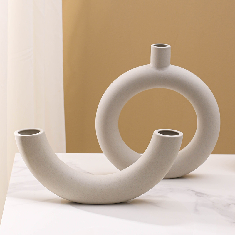 高级感艺术花瓶摆件电视柜桌面餐桌装饰品客厅插花瓶花器陶瓷