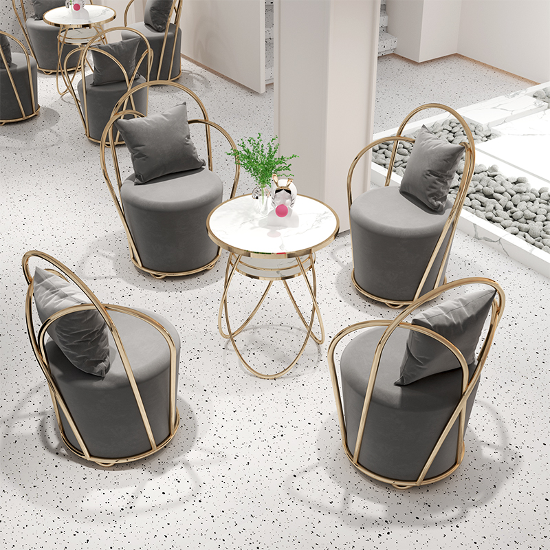 简约奶茶甜品店洽谈桌椅组合网红休闲接待小圆桌谈判洽谈会客桌椅