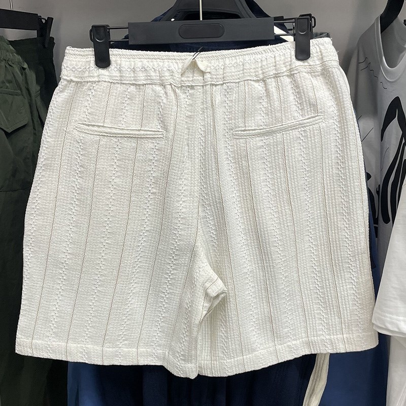 2025夏季新品男装条纹纹理修身直筒休闲弹力系带休闲短裤 4140152