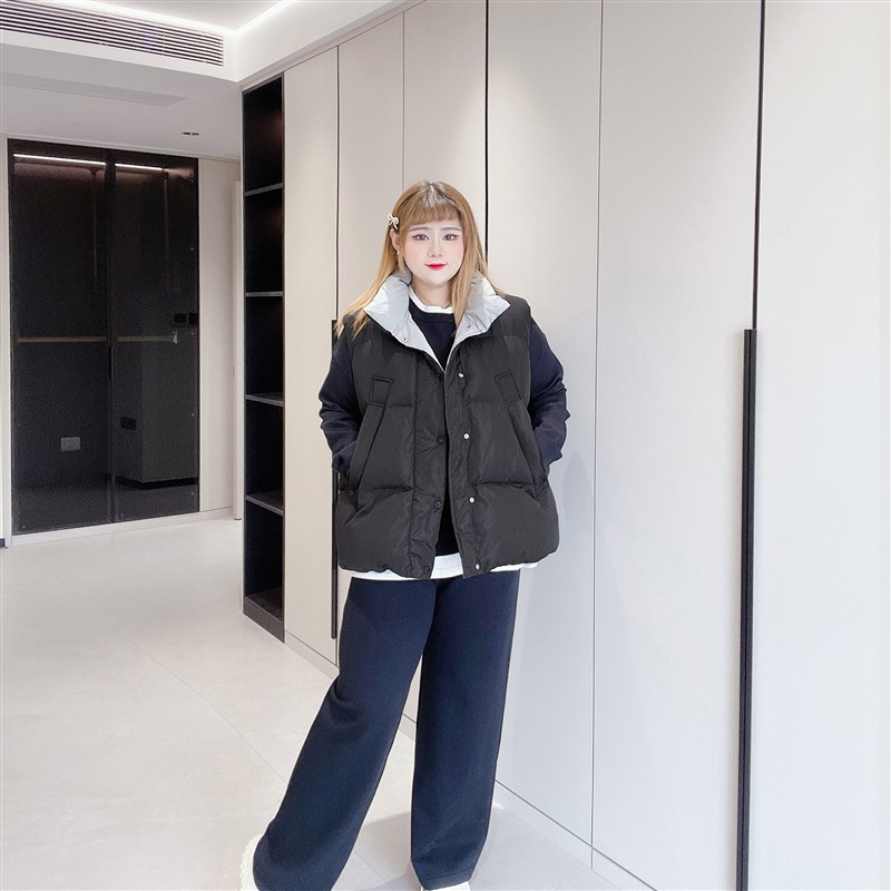 胖仙女莹莹大尺码女装胖妹冬季百搭立领厚外套胖mm遮肉保暖棉服马