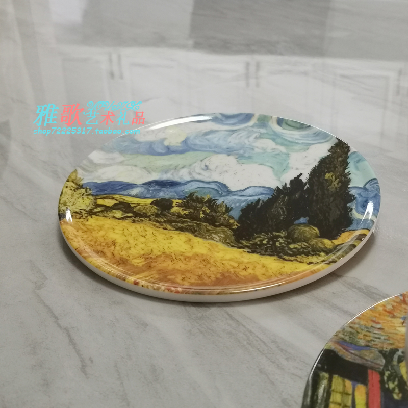 加厚防滑隔热垫餐垫防烫锅垫杯碗盘桌垫田园风梵高名画艺术衍生品