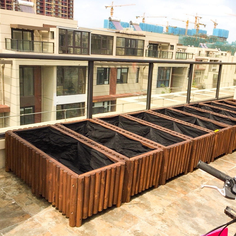 加厚防腐木花箱户外庭院长方形种植箱碳化喷漆花盆楼顶阳台种菜箱