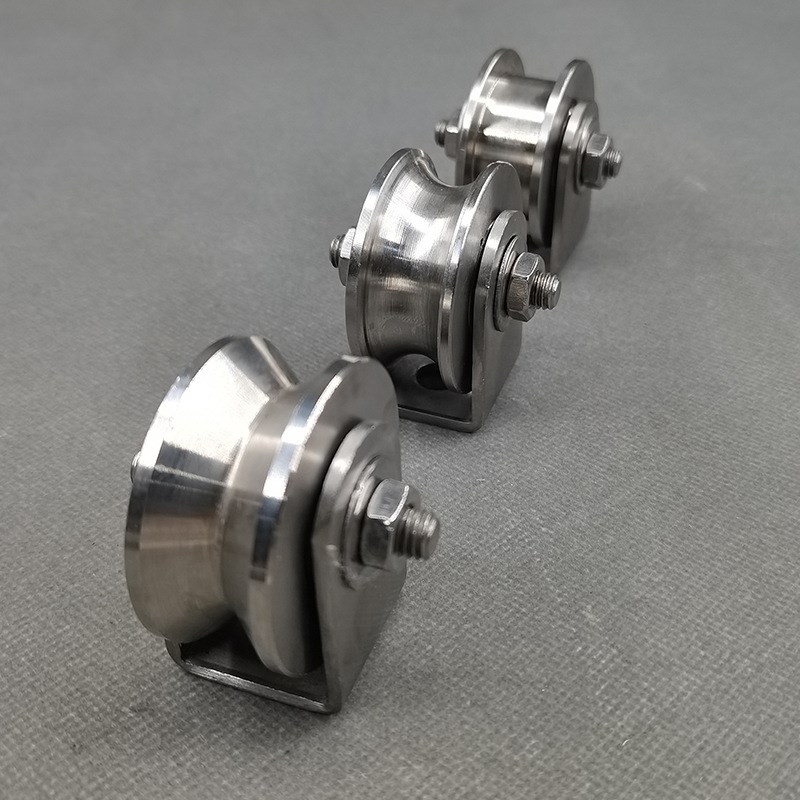 304不锈钢螺丝滑轮V槽钢丝绳滑轮吊环轴承定滑轮起重U槽轨道滑轮