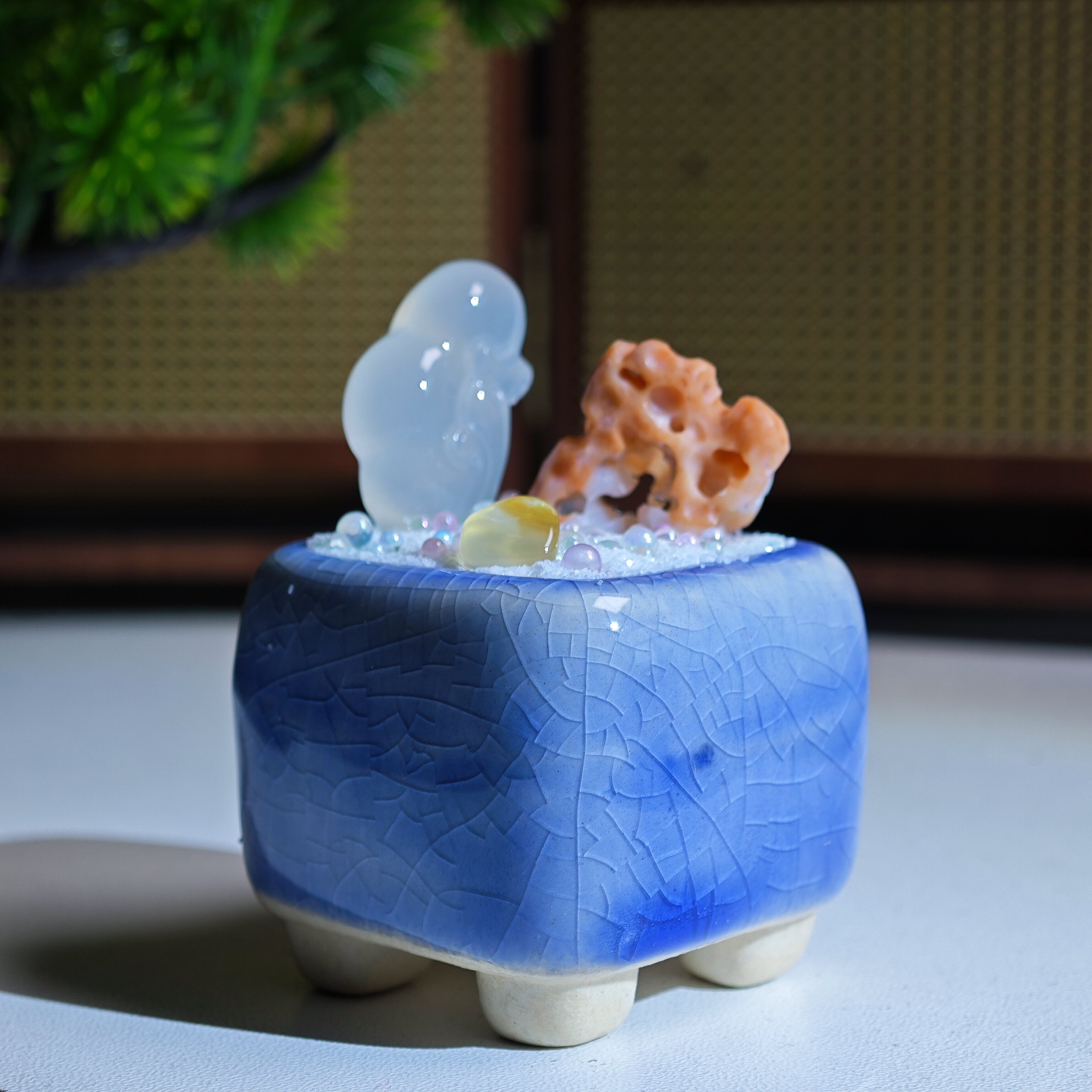 高5.6cm，清供玛瑙灵芝太湖石摆件雅玩定制礼物收藏送礼