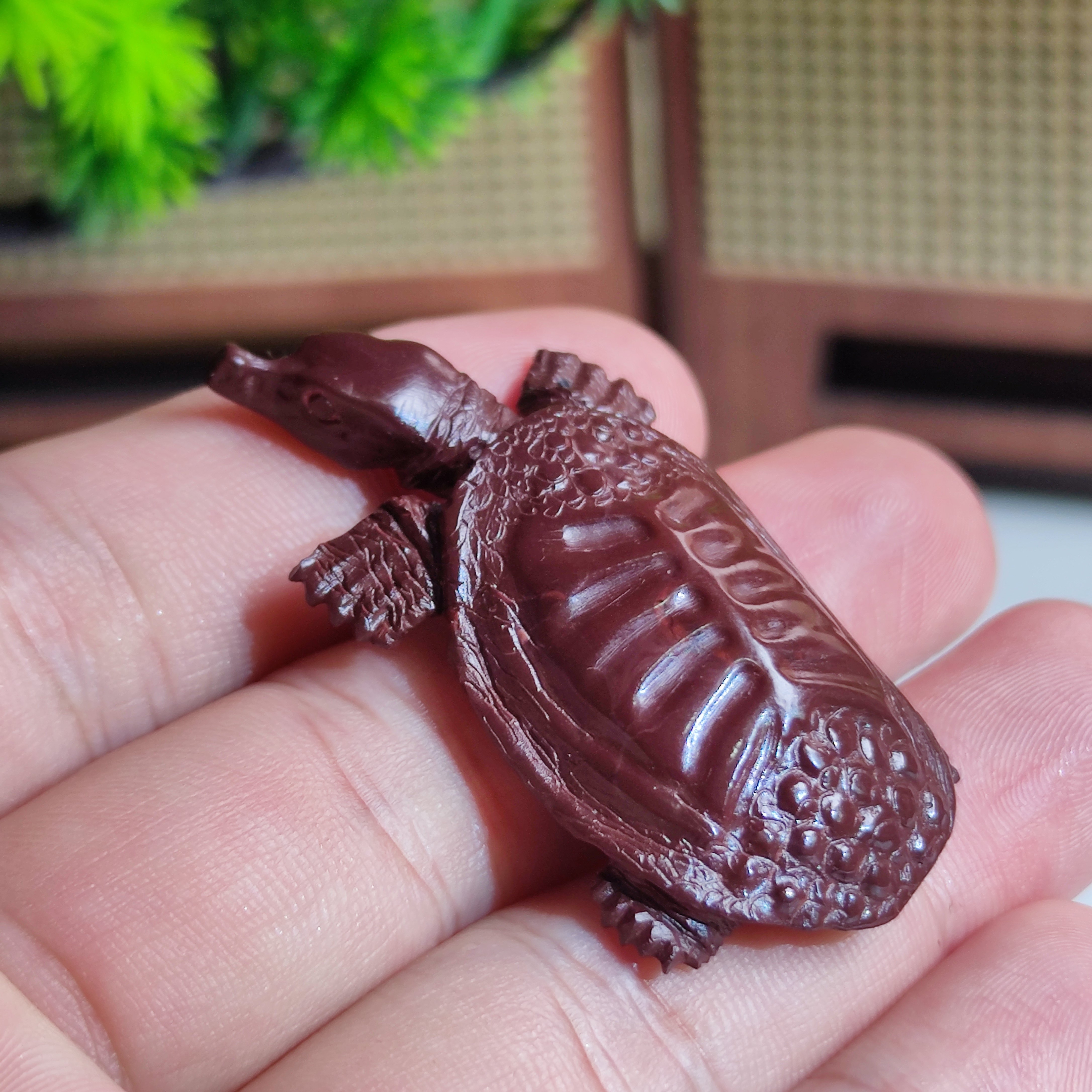 5.2x3.1x1.0cm，月尾紫富甲一方甲鱼摆件把玩，完整