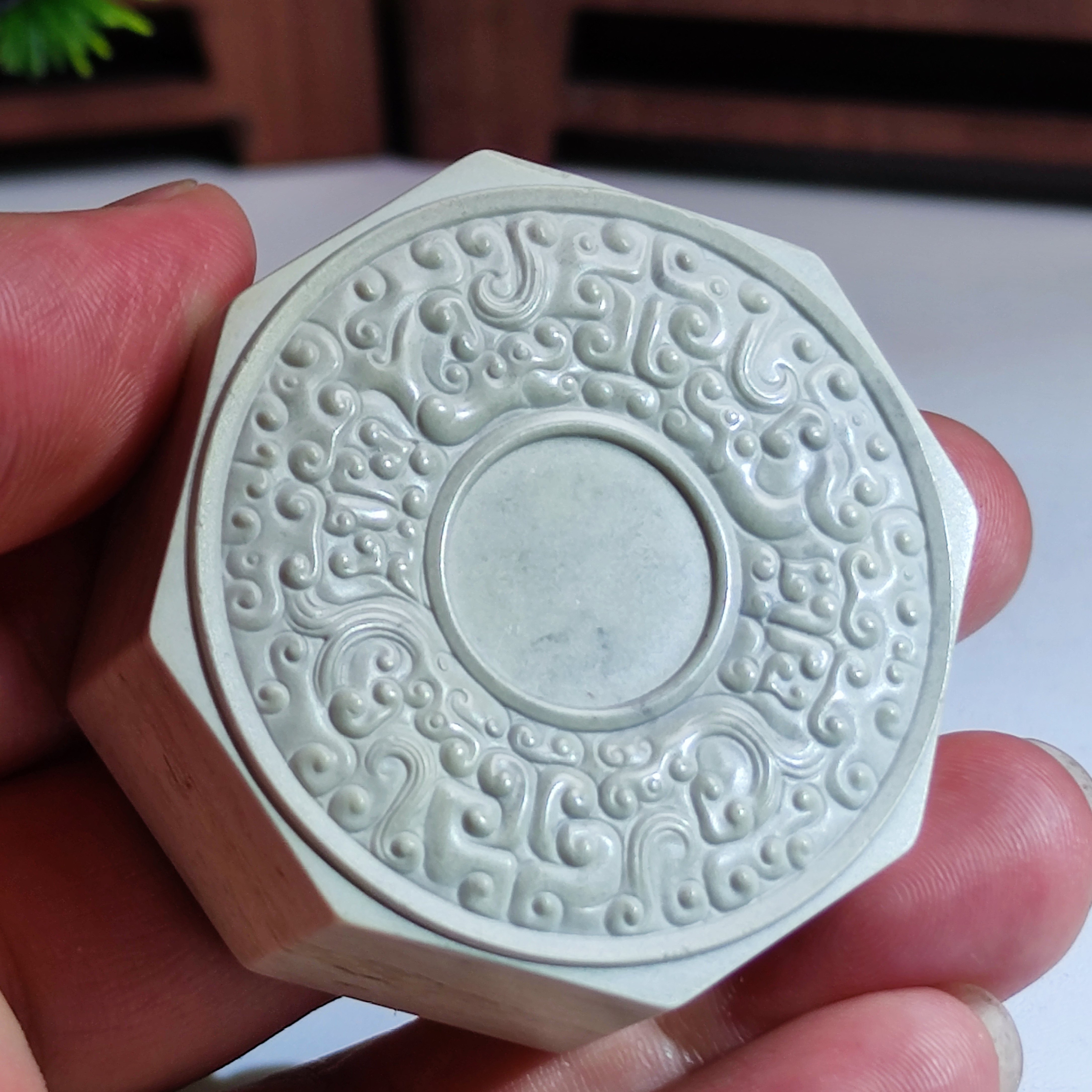 5.0x5.0x2.3cm,青田石八角章博古定制礼物收藏