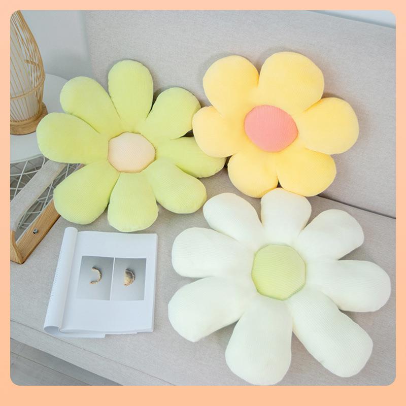 ◎办公室护s腰腰靠垫F76T9888太阳花花发朵抱枕靠枕in小雏菊汽沙