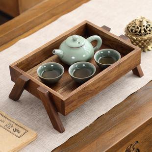 茶杯茶托盘茶室茶具茶台实木托盘 异丽木质干泡台小茶盘家用中式