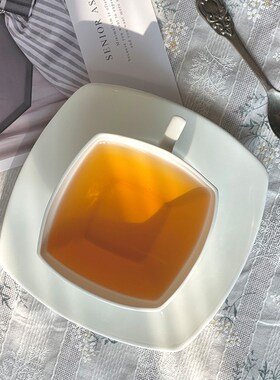 骨瓷vintage中古杯方底阿拉伯咖啡杯子白色英式下午茶杯纯色复古