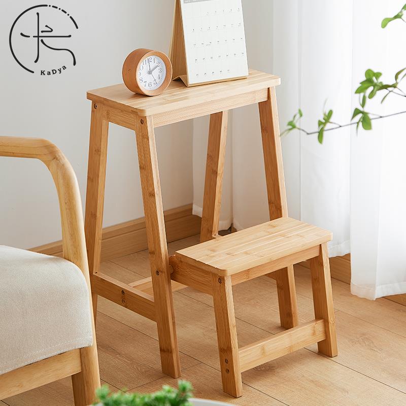 家用梯凳折叠梯凳三步登高凳子楠竹两用梯椅室内多功能踏板楼梯子