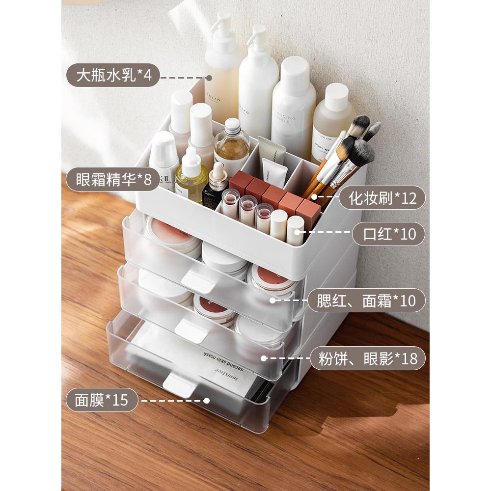 桌面收纳盒办公分格储物盒子抽屉式化妆品口红置物架日式