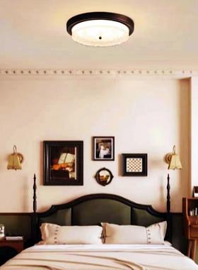 美式复古卧室灯中古风房间吸顶灯简约大气衣帽间走廊过道玻璃灯具