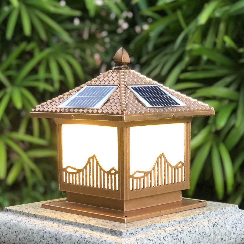 太阳能柱头灯户外防水中式复古新农村庭院别墅大门柱子灯围墙灯