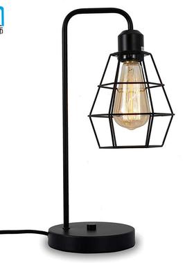 复古工业风台灯黑色农舍金属灯罩钻石灯床头柜办公室卧室客厅灯具