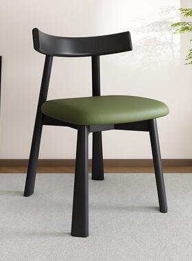 北欧实木餐椅家用餐桌靠背椅子意式极简中古设计师黑色家居凳子