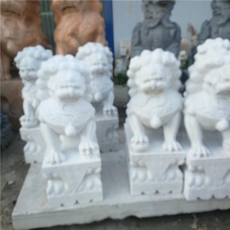 青石石狮子一对看门大门口家用大理石墓地祭祀汉白玉摆件