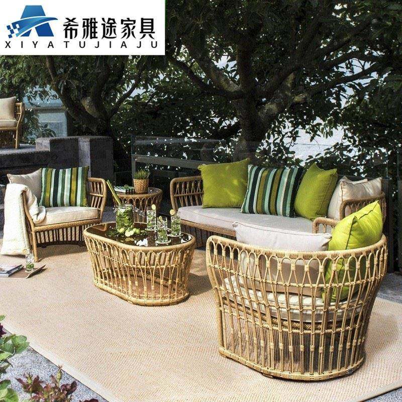 北欧户外简约现代藤编沙发客厅露台藤椅家具三人庭院阳台茶几组合,特色手工艺,其他特色工艺品,淘宝优惠券,粉丝福利购,淘宝优惠卷