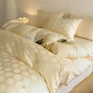 轻奢风60支长绒棉纯棉床笠四件套100全棉床单三件套被套床上用品