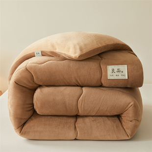 纯色简约秋冬加厚牛奶绒羽丝绒绗缝冬被绒系列被子被芯2.0 2.3米