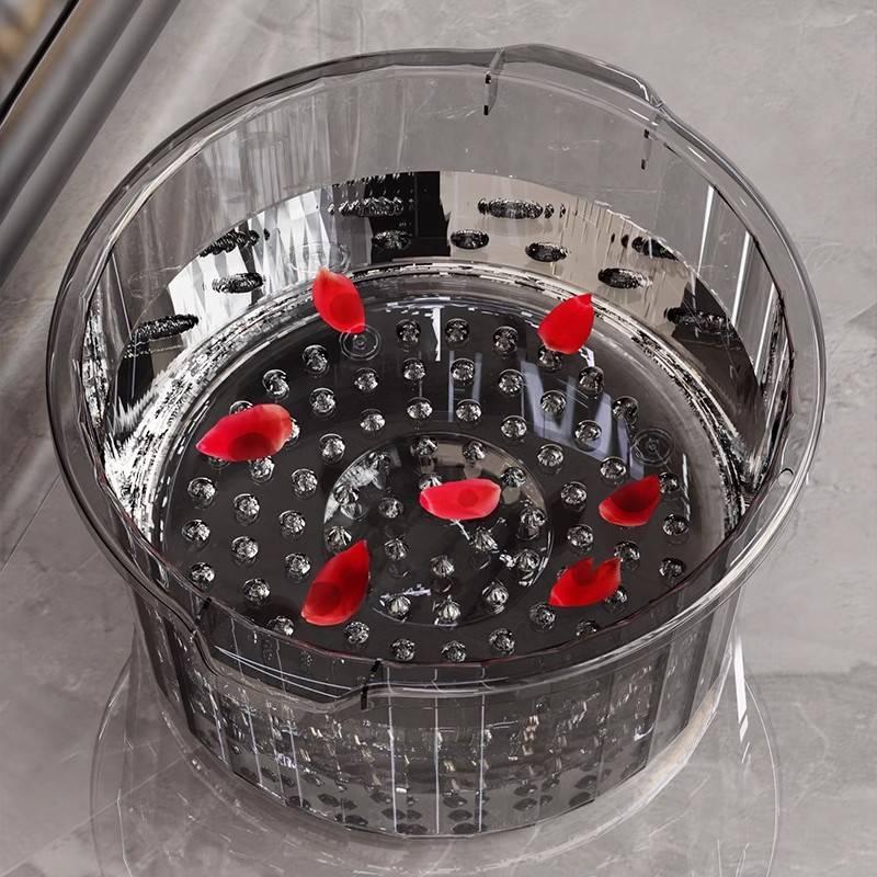 泡脚桶 带脚底按摩足浴盆家用高透明塑料PET高深洗脚大号泡脚桶盆