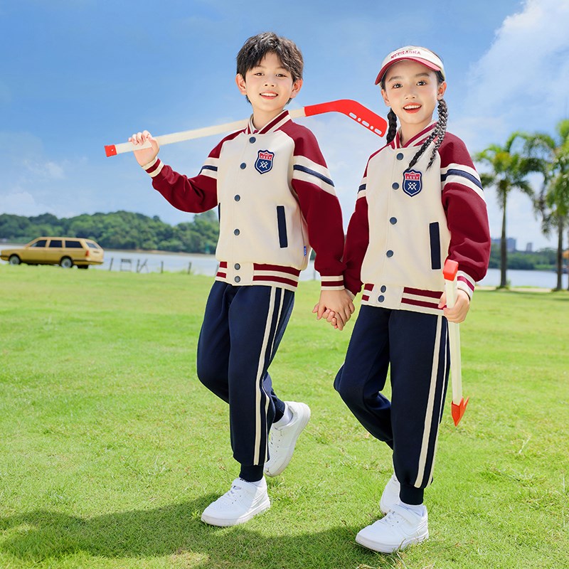 学院风班服小学生校服春秋夏装四件套装蓝色儿童棒球服幼儿园园服