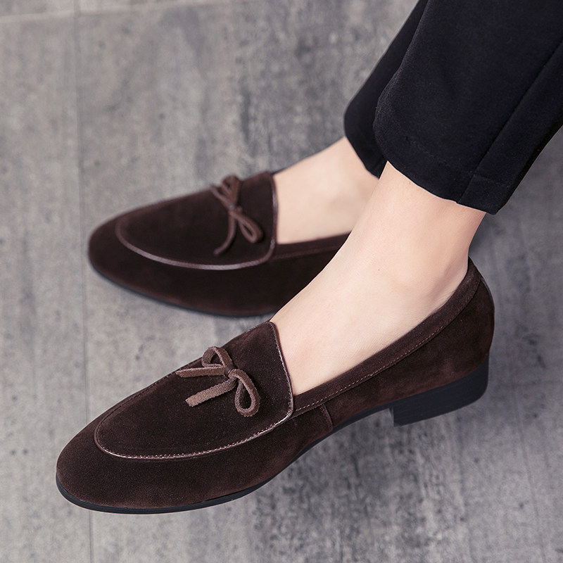 流苏小皮鞋男磨砂乐福鞋豆豆鞋2021年新款男一脚蹬英伦发型师男鞋