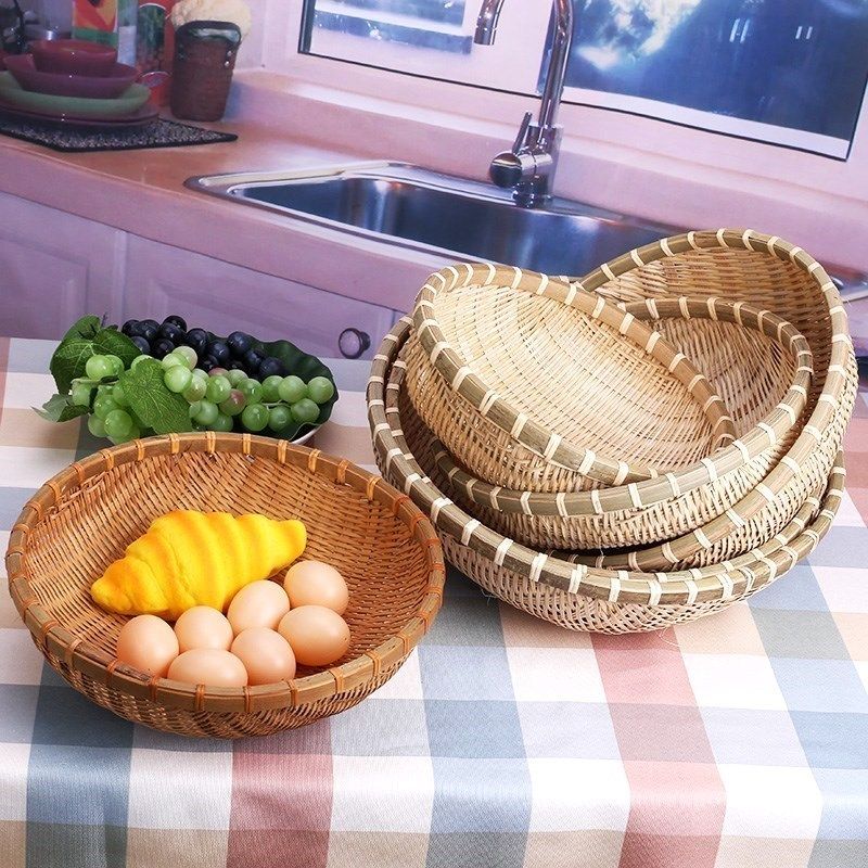 新货馍筐商用小筐装食物工艺品篓子编织编织筐厨房竹子竹篮筐竹换