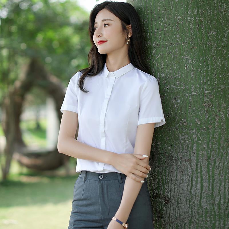 白衬衫女长袖夏季2025新款正装工作服H白色职业装女高棉工装衬衣