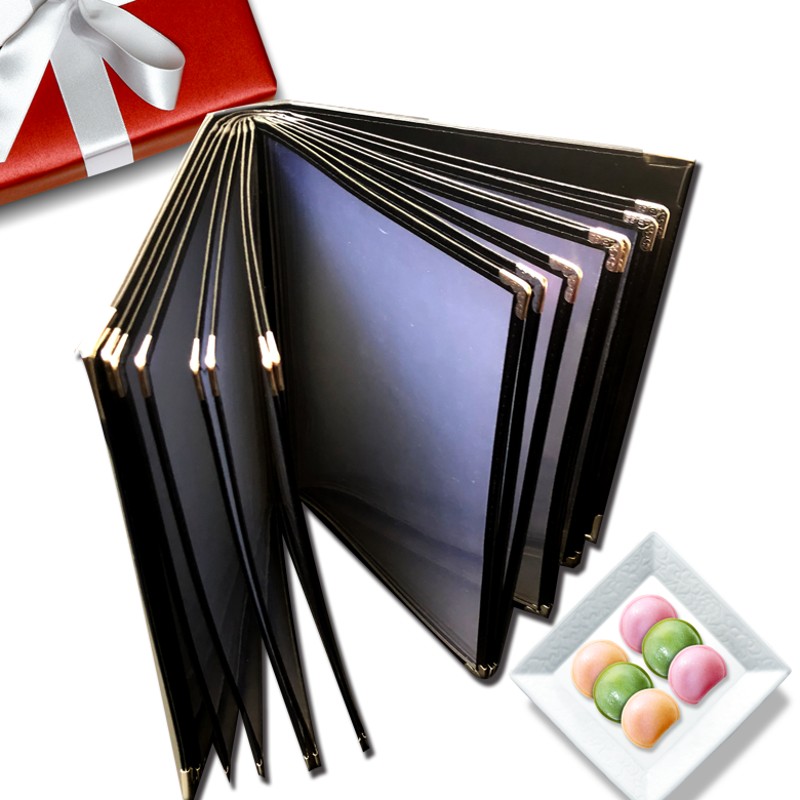 a4皮革封面透明菜谱本活页12页24面PVC插页菜单点餐本定制