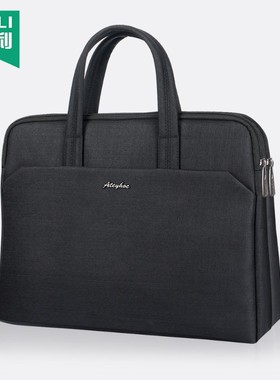 杰利文件袋手提防水帆布收纳大容量会议黑色拉链式分层多层文件包