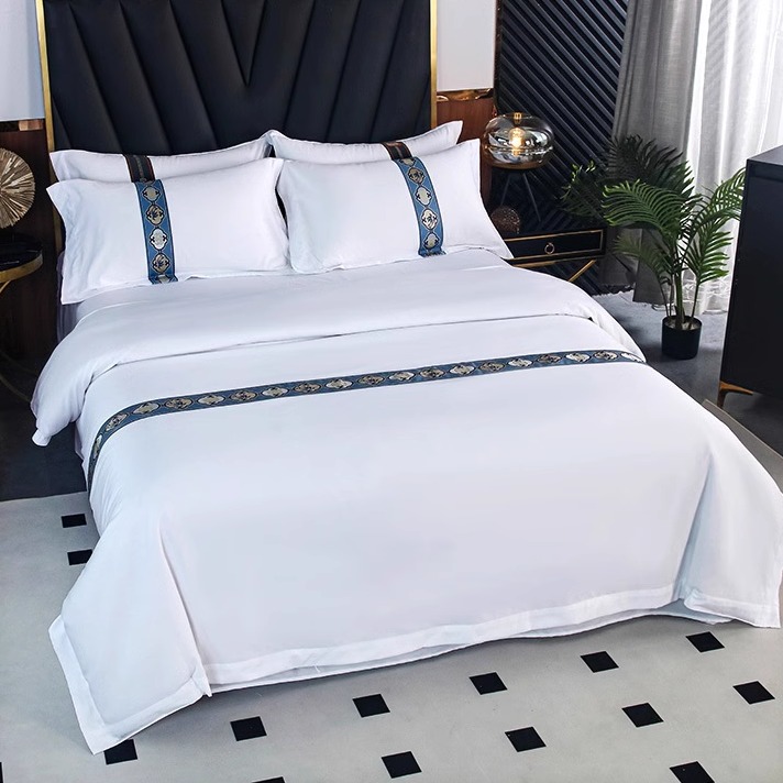 星级酒店床上用品四件套民宿宾馆含被芯枕芯五件套白色宿舍三件套