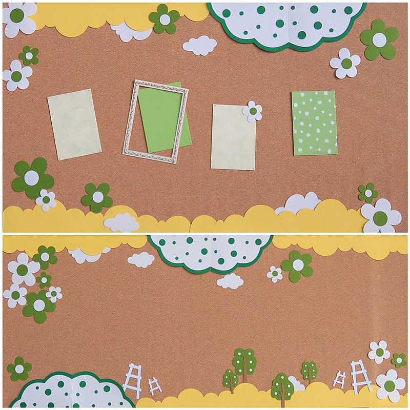 幼儿园小学春天绿色系家园黑板报大尺寸文化墙贴墙壁饰含防疫