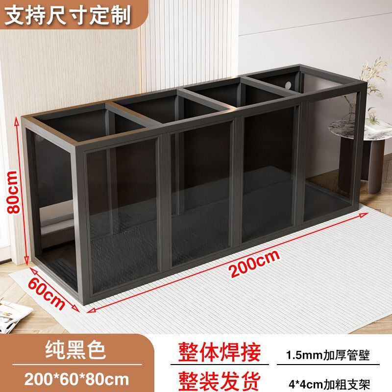 定制工业风鱼缸架不锈钢鱼缸底座长150/60水簇箱碳钢玻璃门底柜