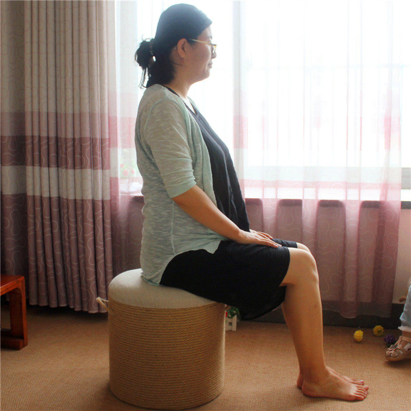 麻绳蒲团坐墩手工麻布坐凳圆凳矮凳墩子实木框架凳子包邮客厅座位