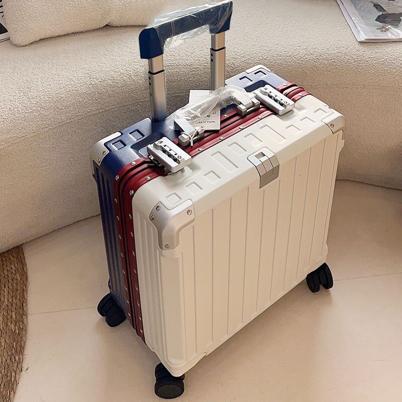新款18寸行李箱女小型铝框登机箱短途拉杆箱商务T密码箱旅行箱子