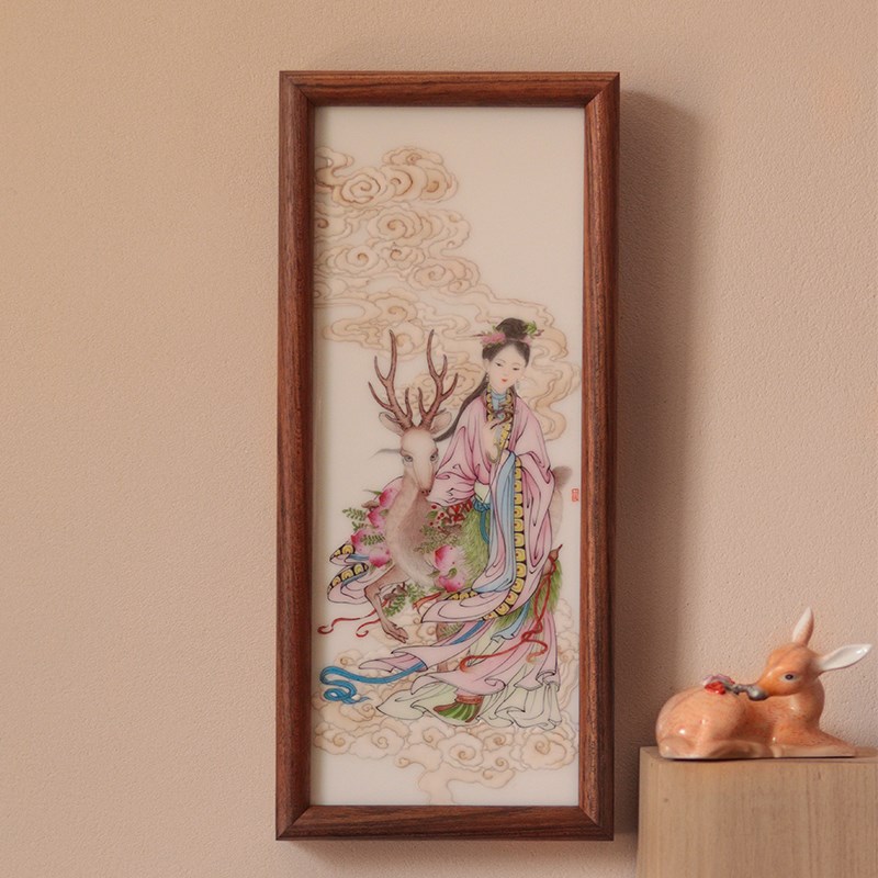 麻姑献寿 工笔手绘神女 瓷板画 画 画 画Z瓷的武才人