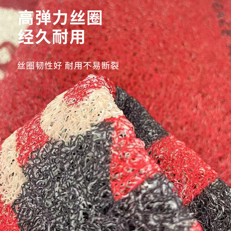 红色丝圈进门地垫入户门垫防滑除尘蹭土玄关地毯门口脚垫子可裁剪