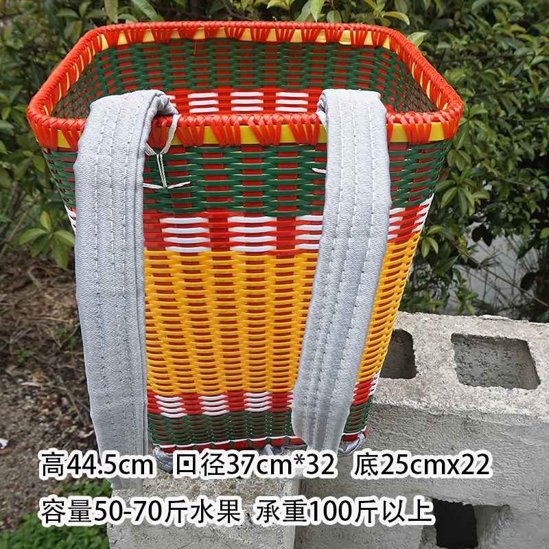 背篓塑料方形单边口背篓买菜家用加厚手K工编织藤编采茶背篼筐农