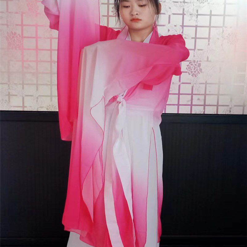 古典舞甩袖身韵纱k衣渐变色新款水袖舞蹈服女长袖舞台古装民族演