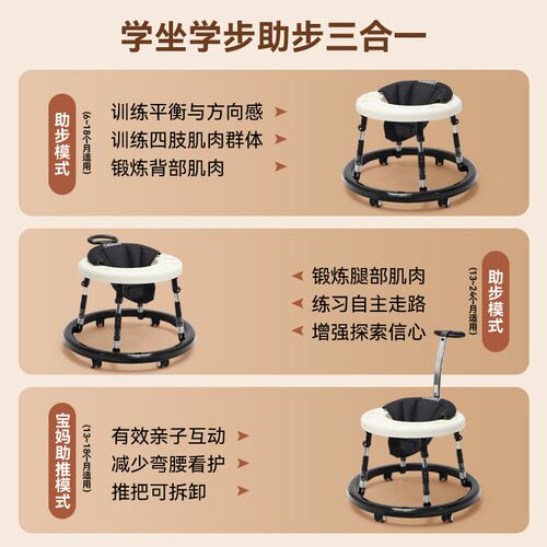 学步车2024新款多功能防o型腿0一1岁婴儿手推学行车防侧翻可折叠