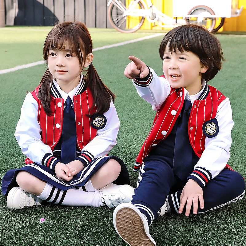 英伦学院风校服小学生班服条纹棒球服秋冬装新款幼儿园园服四件套