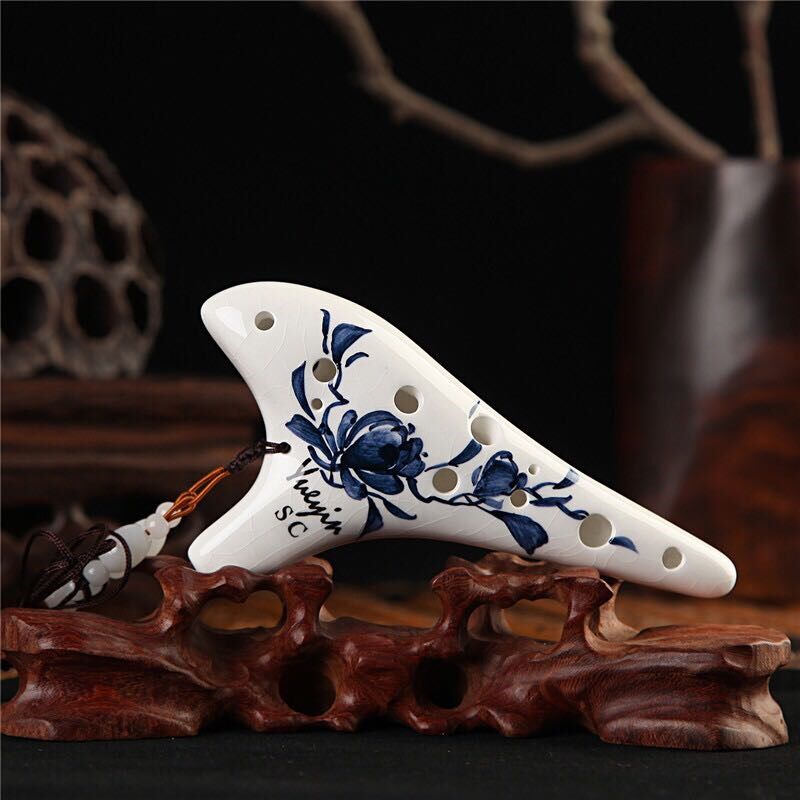 12孔高音C调手绘专业陶笛 十二孔陶笛 手绘陶笛12孔陶瓷民族乐器